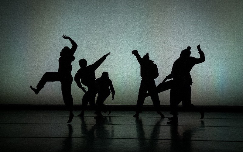 Five dancers silhouettes