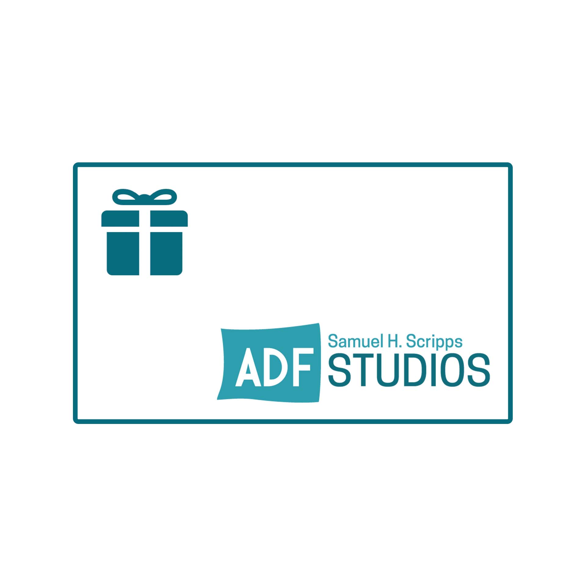 A card with a gift icon that also says ADF Scripps Studios