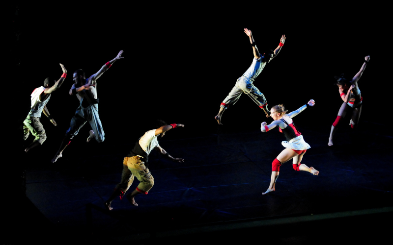 6 dancers in various stages of jumping.